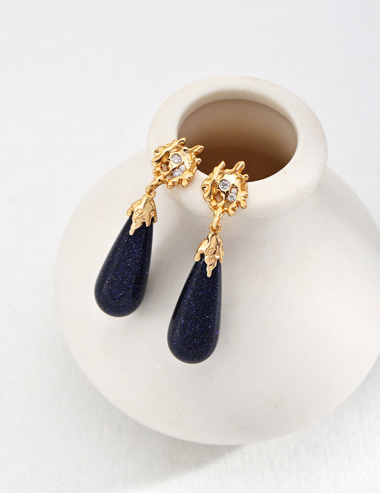 Carmen's Blue Sandstone Vintage Earrings