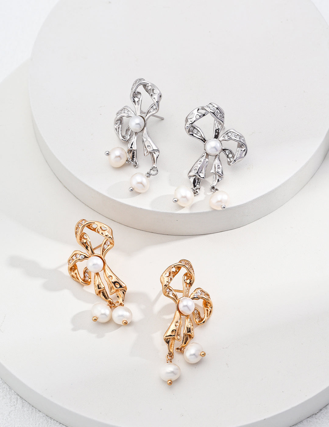 Michelle's Pearl Elegance Bow Earrings