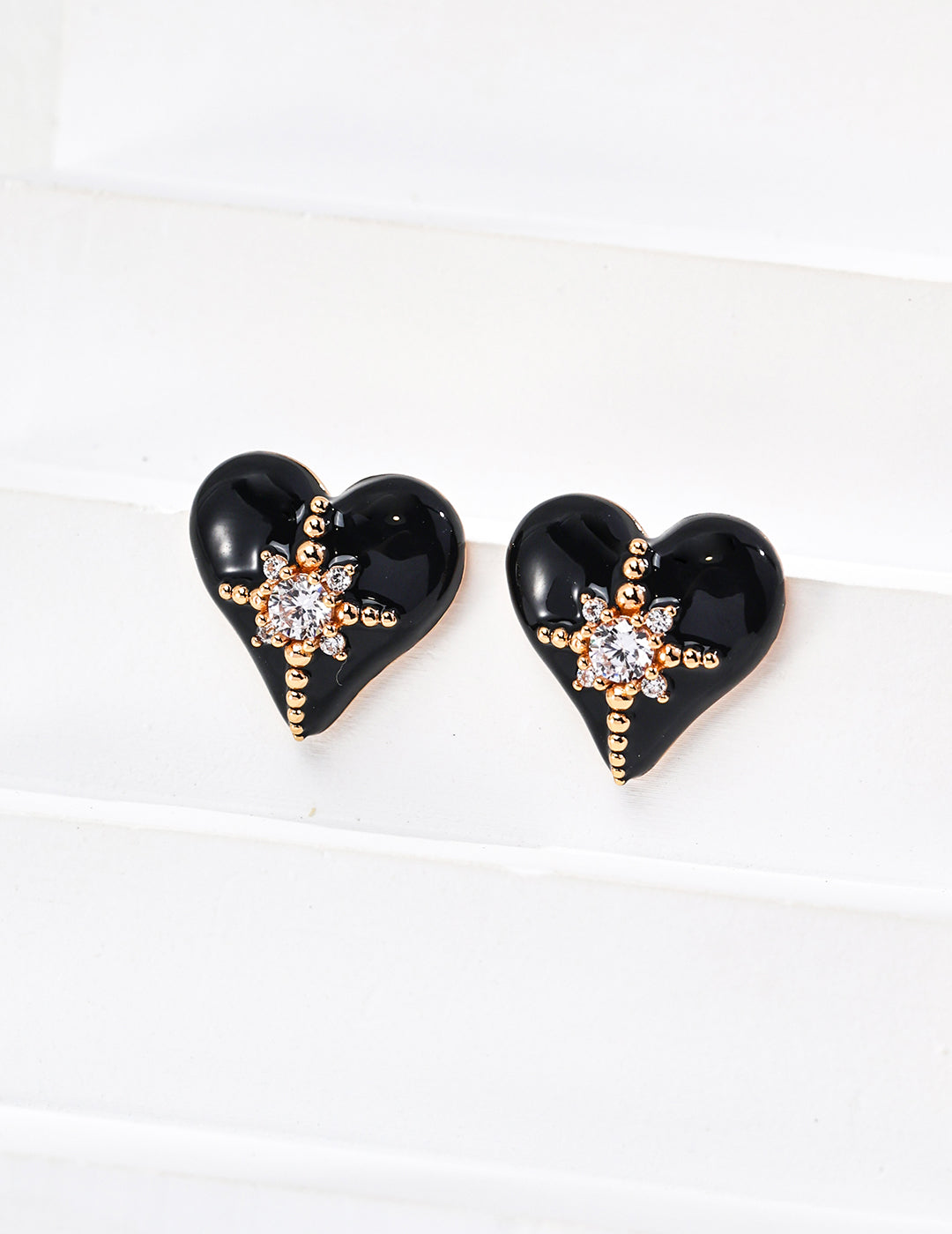 Midnight Radiance Heart Earrings