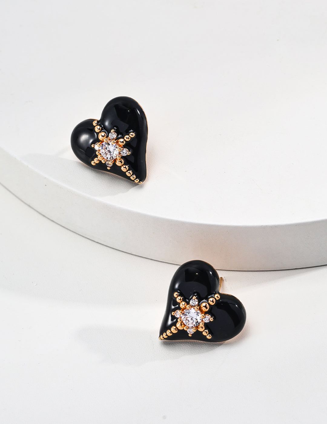 Midnight Radiance Heart Earrings