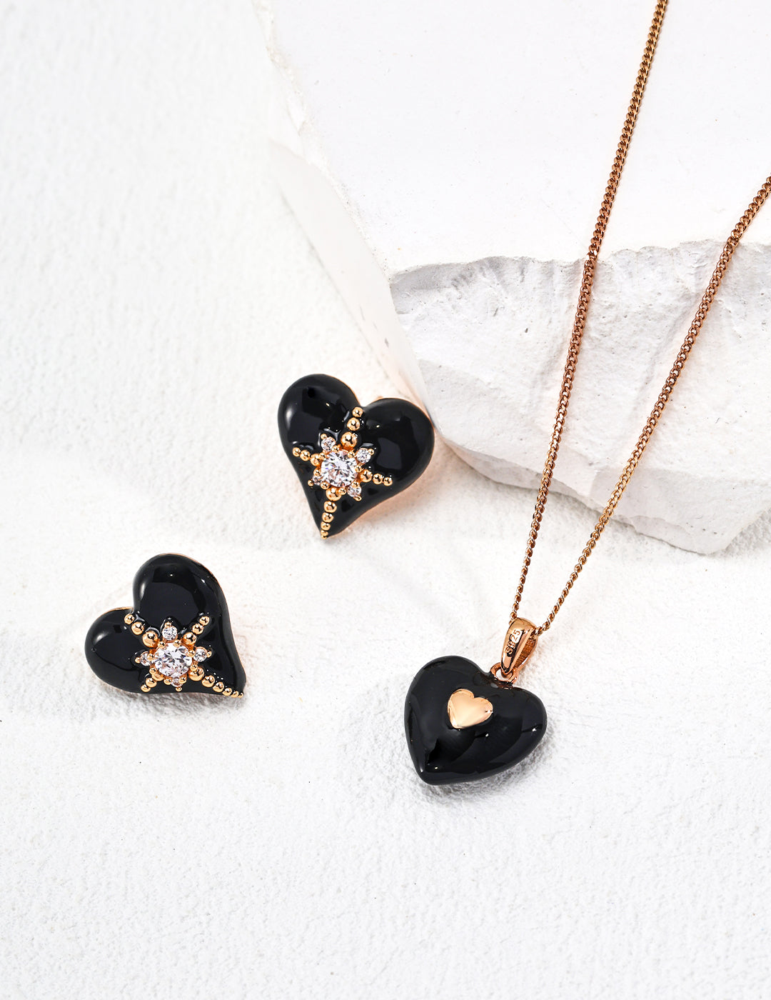 Midnight Radiance Heart Earrings