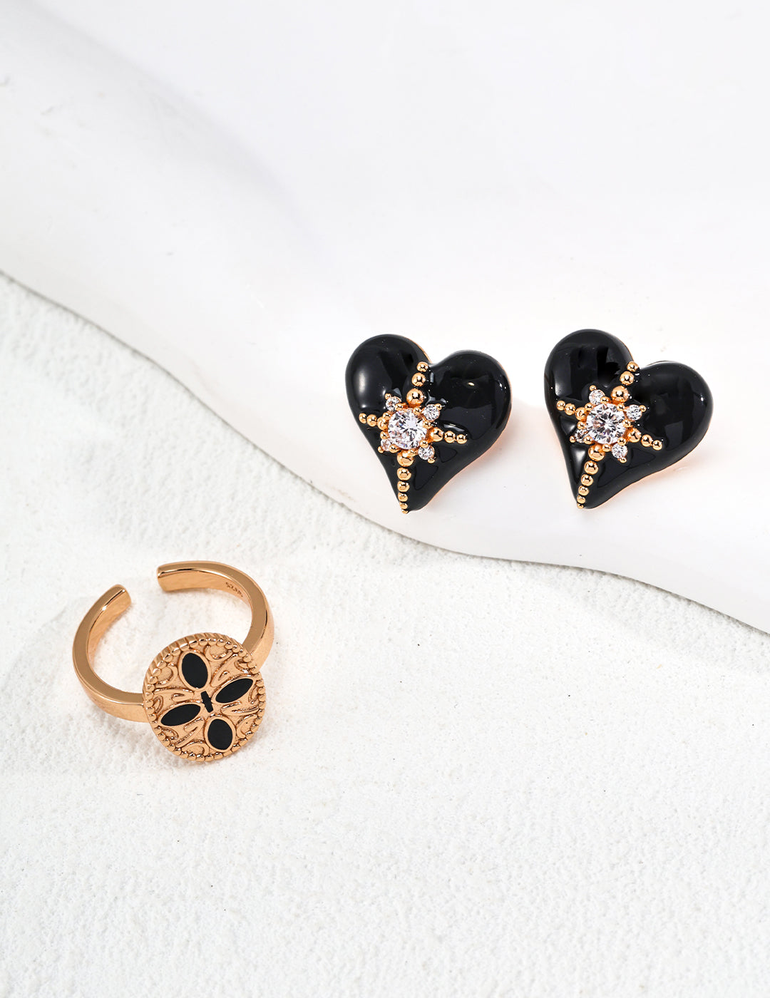 Midnight Radiance Heart Earrings