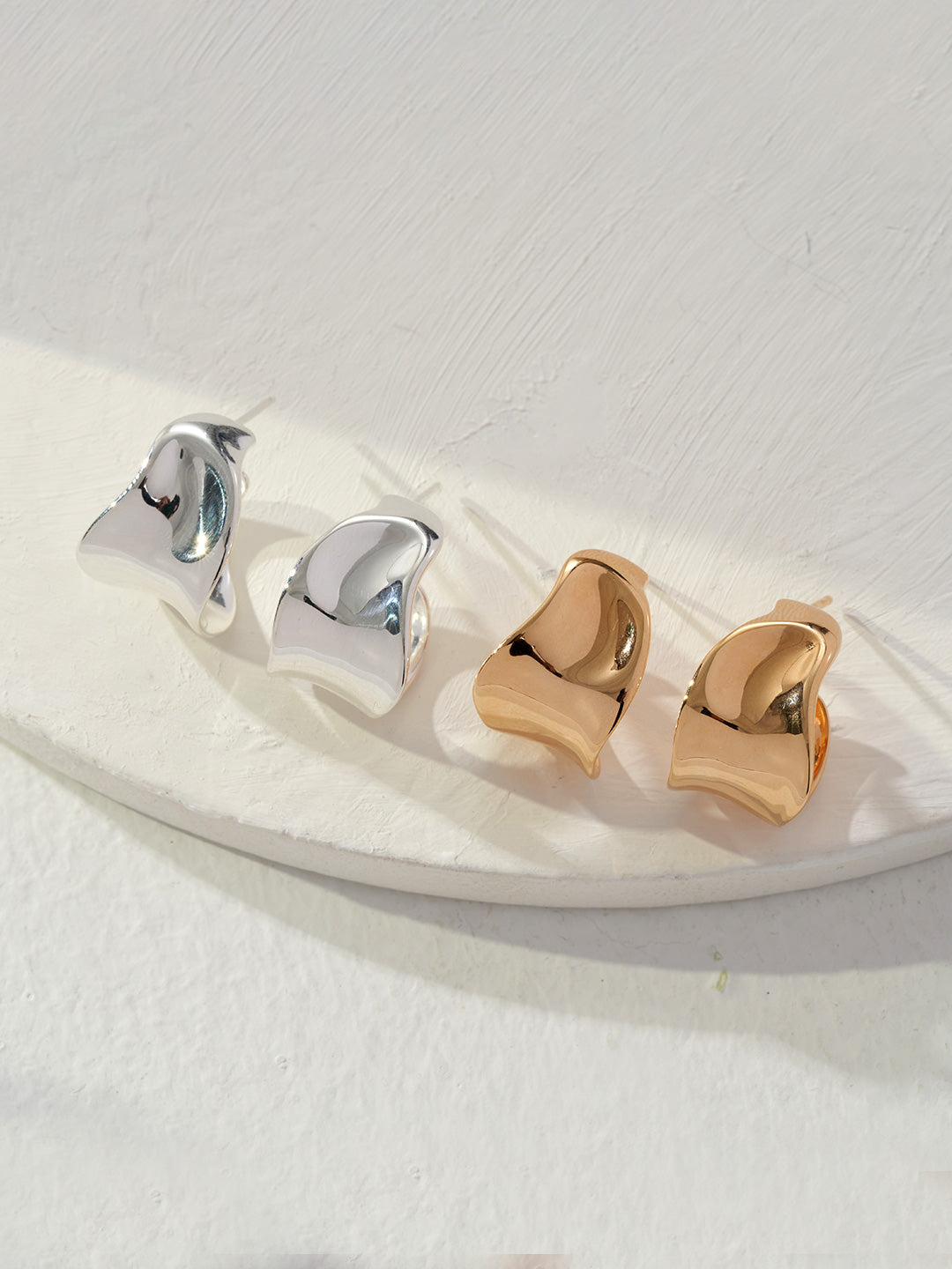 S925 Convex and Concave Design Earrings - Lucianna Fine Jewelry