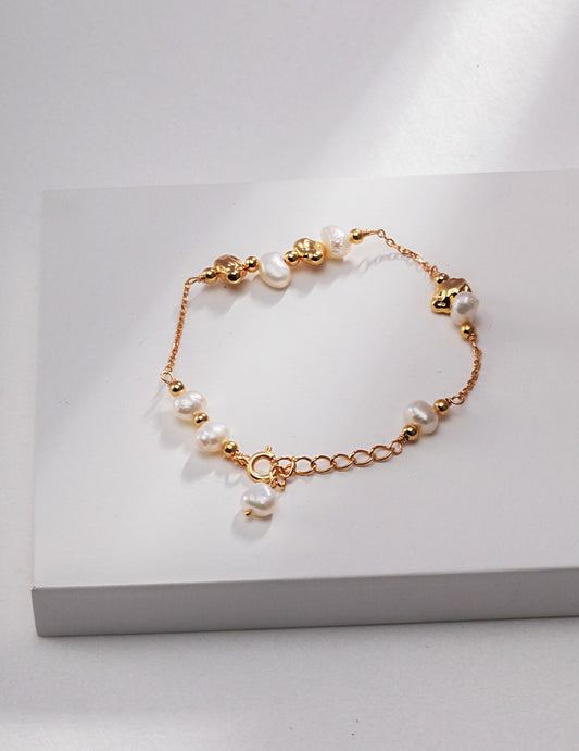 S925 Stone Shape Pearl Simple Bracelet