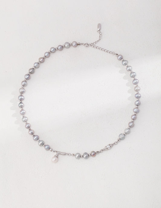 S925 Grey Pearl Necklace