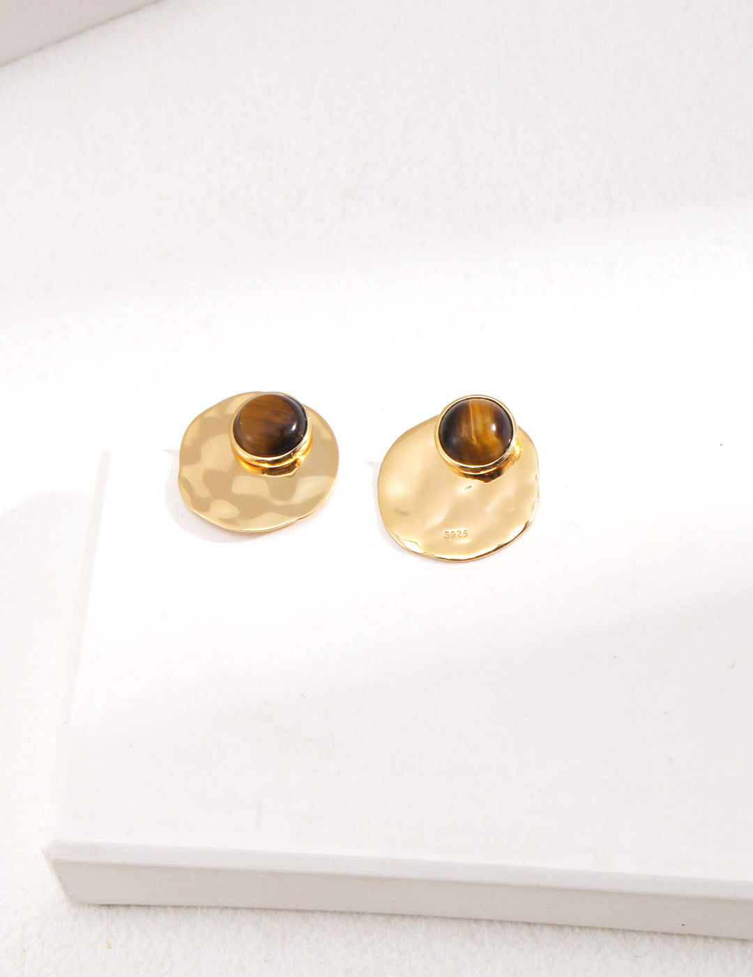 S925 Tiger's Eye Stone Stud Earrings