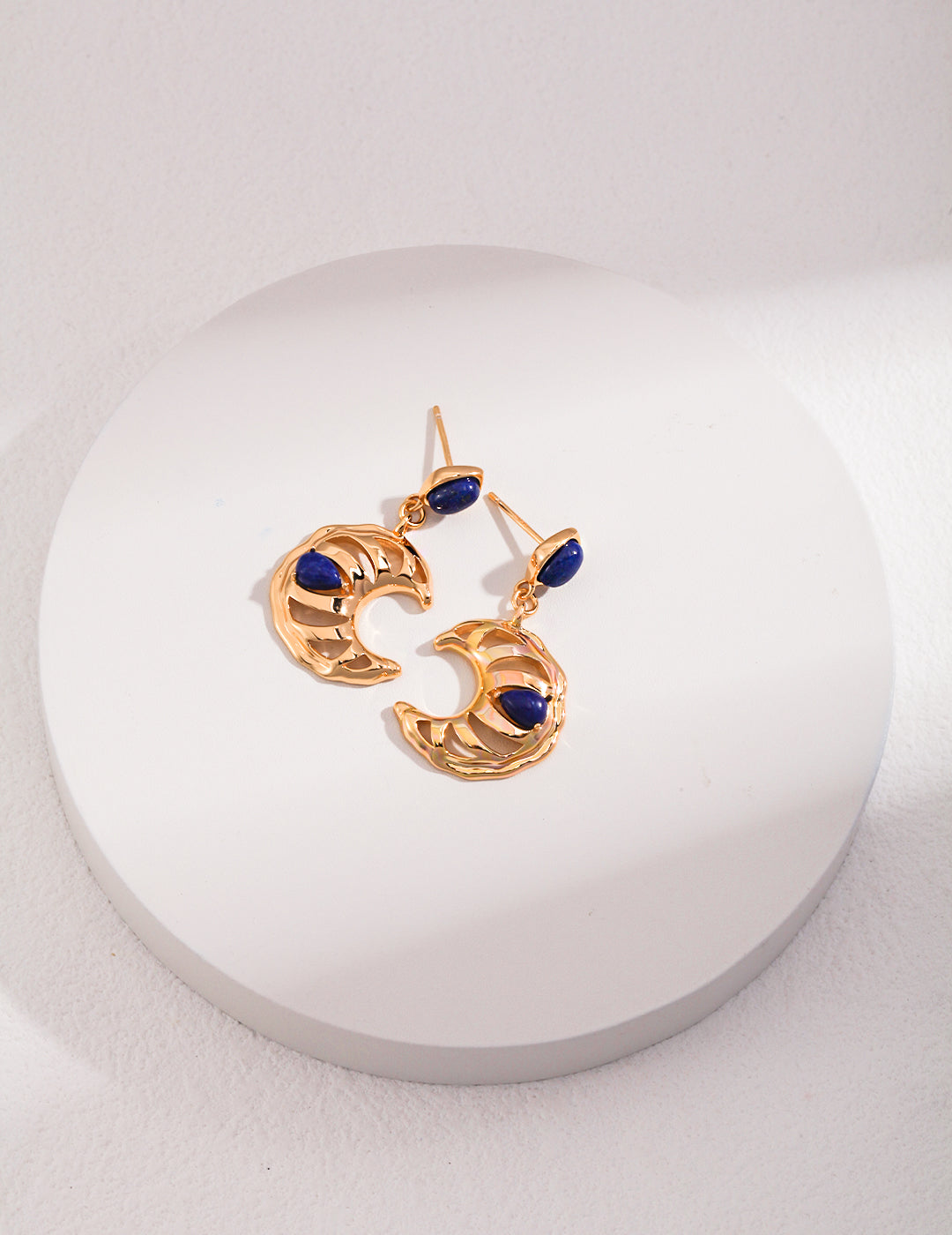 S925 Lapis Lazuli Earrings Crescent Series