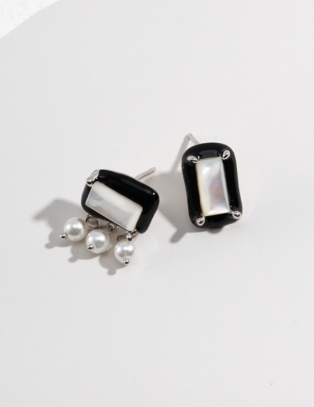 S925 Black Dripping Glaze Asymmetric Design Earrings - Lucianna Fine Jewelry