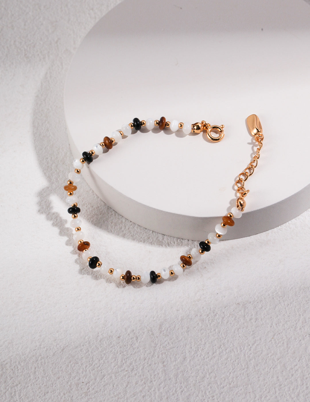 S925 Tiger's Eye Stone & Black Agate Bracelet