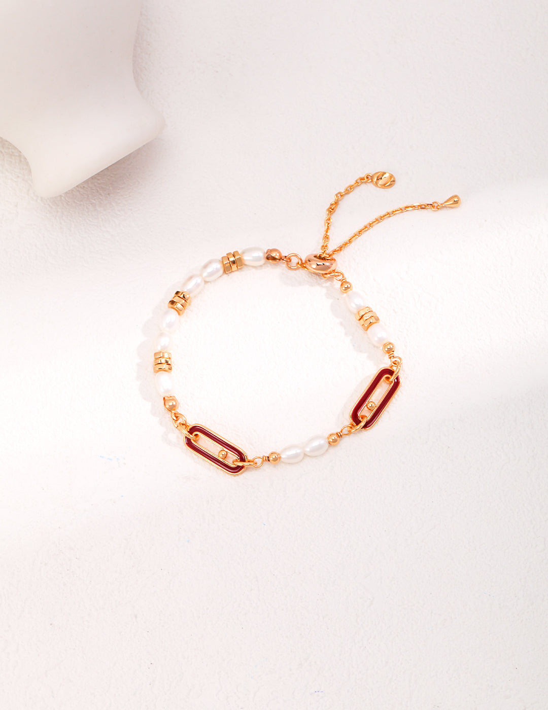 S925 Red Dripping Glaze Pearl Bracelet