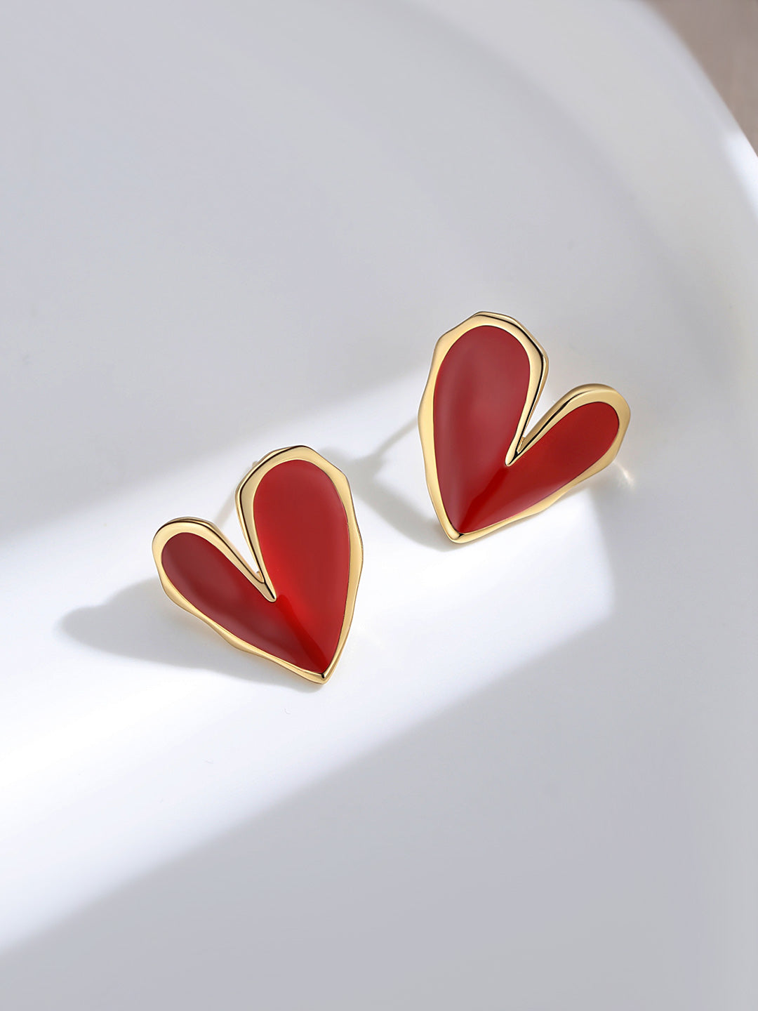 S925 Red Dripping Glaze Heart Earrings