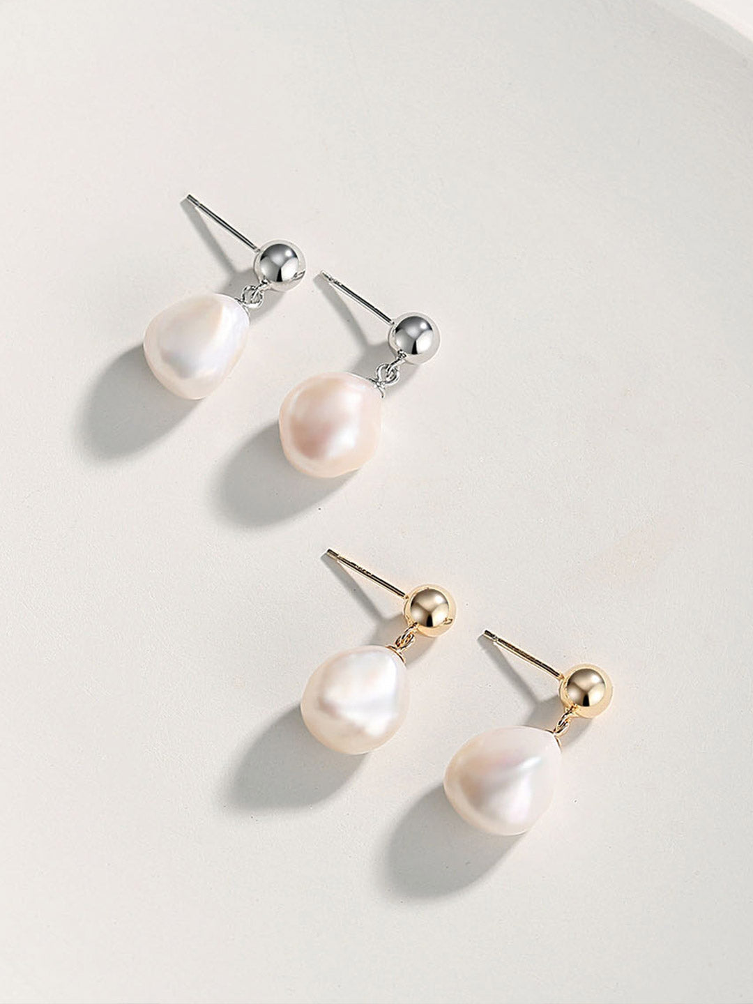 S925 Irregular-Shaped Pearl Earrings