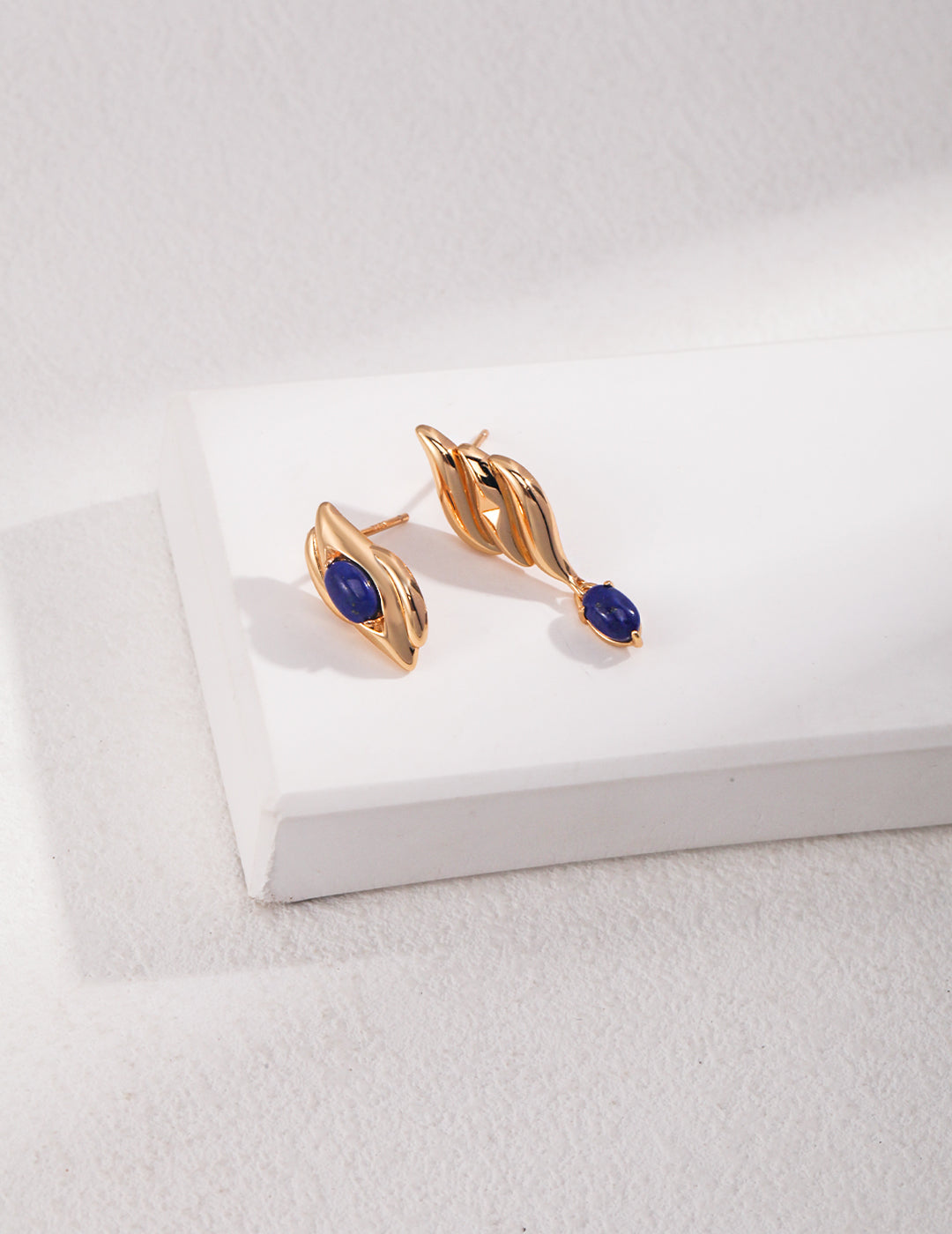 S925 Lapis Lazuli Asymmetrical Design Earrings