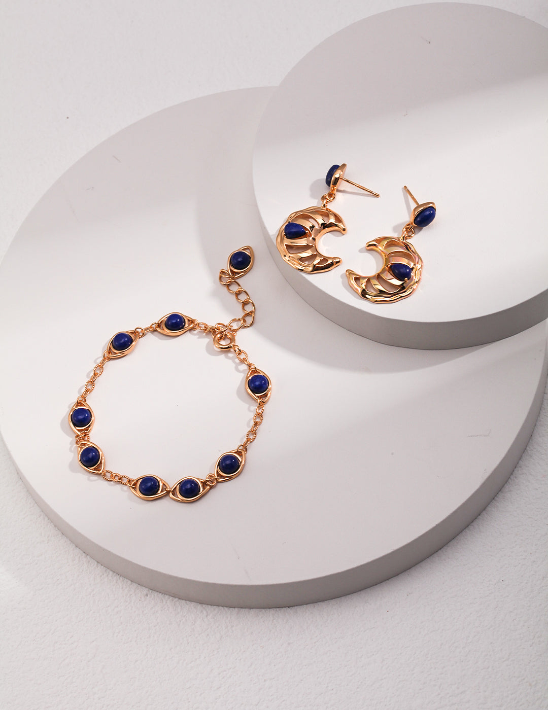 S925 Lapis Lazuli Earrings Crescent Series