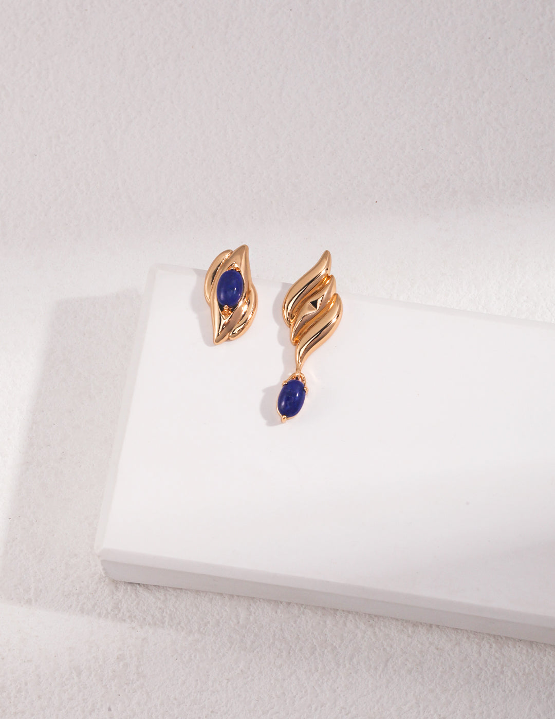 S925 Lapis Lazuli Asymmetrical Design Earrings