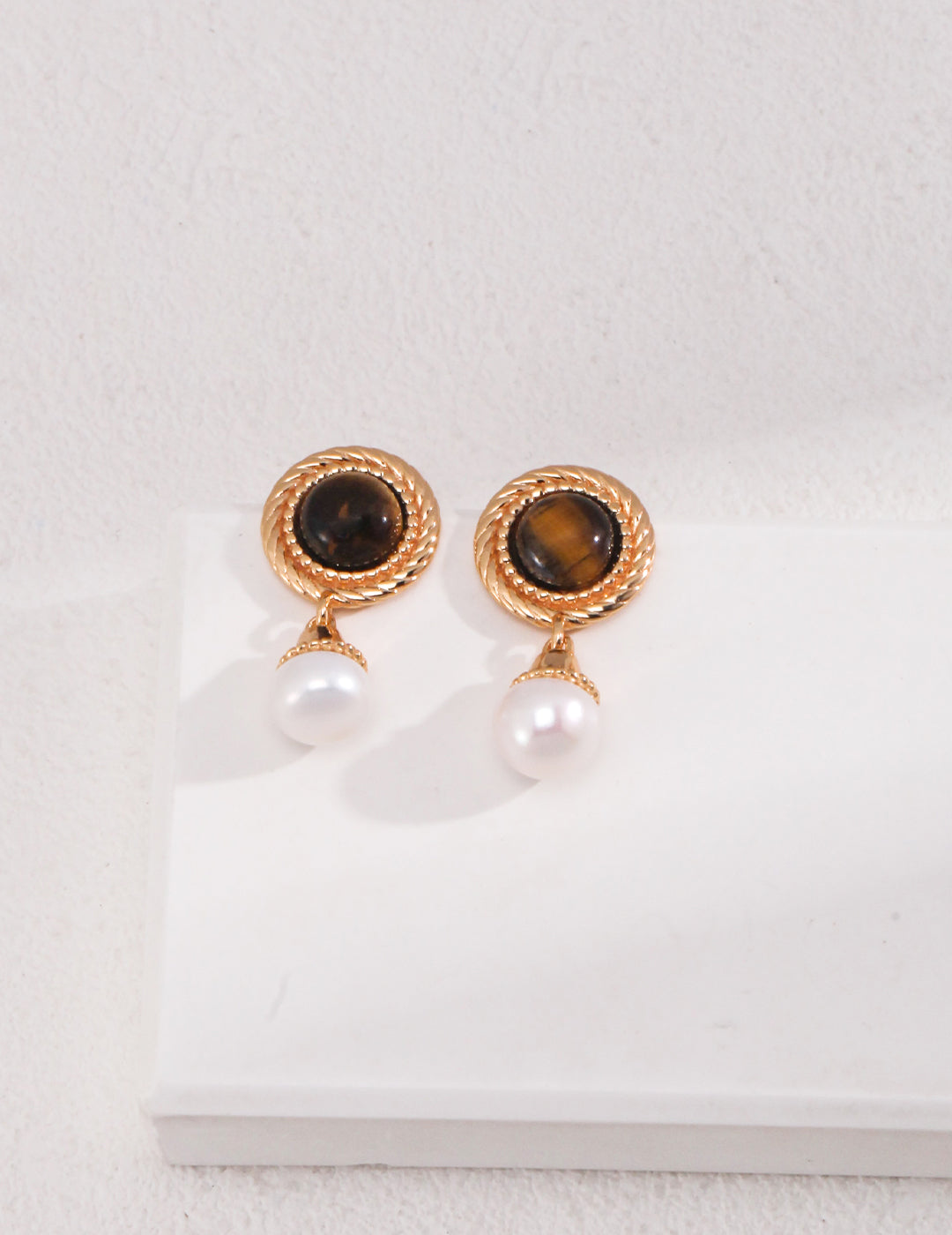 S925 Tiger's Eye Stone Drop Earrings