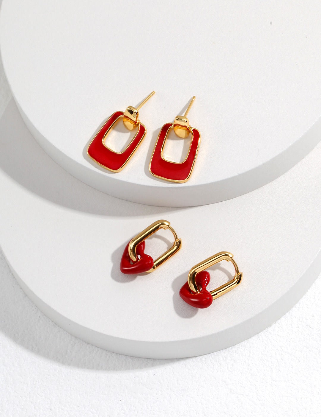 S925 Red Dripping Glaze Drop Earrings