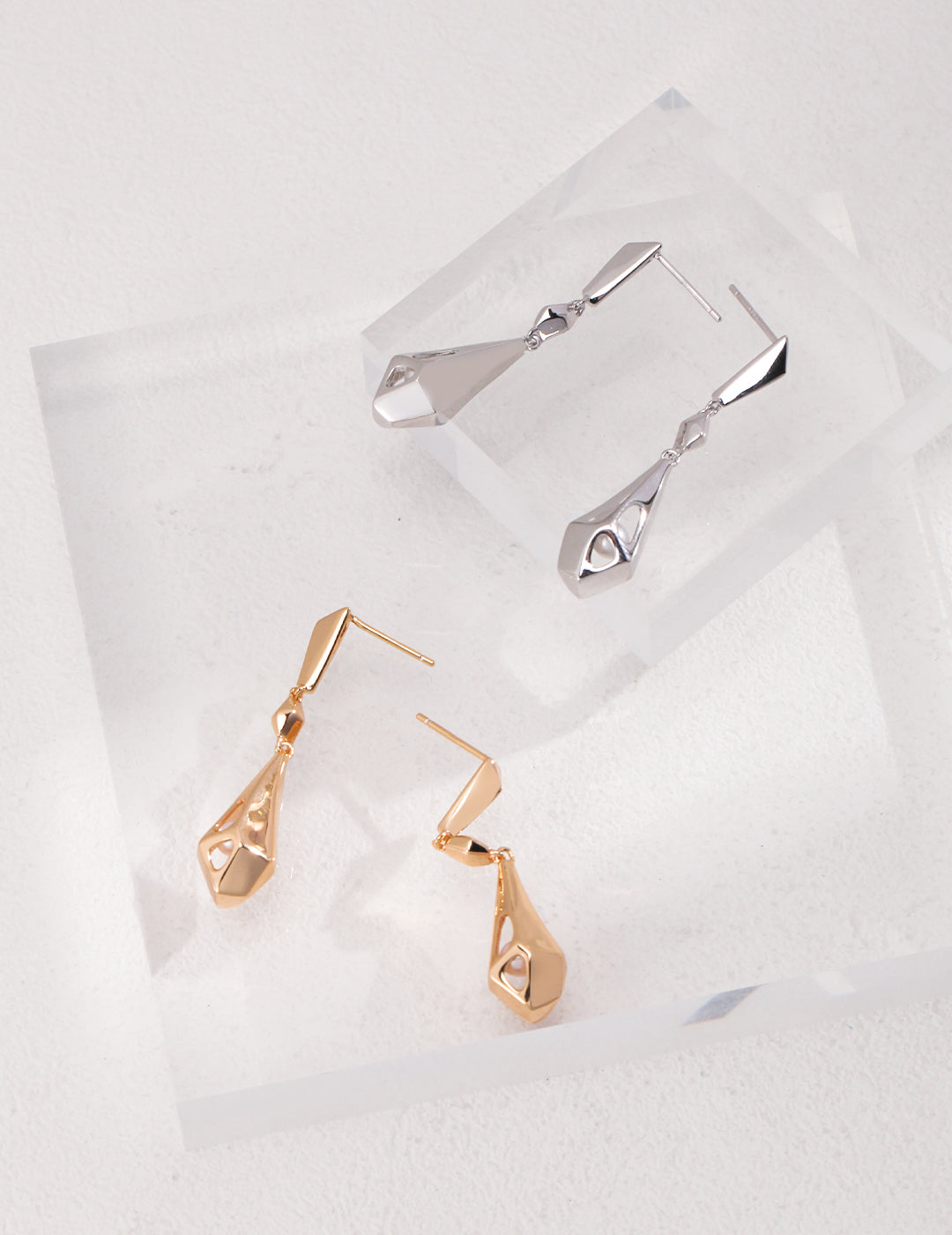 S925 Polygon Drop Earrings