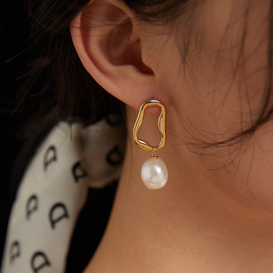 S925 Baroque Pearl Drop Earrings