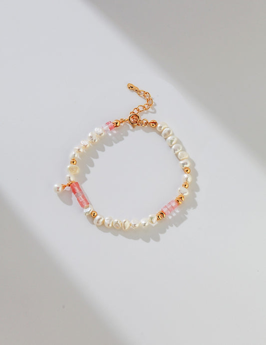 S925 Peach Blossom Pink Pearl Bracelet