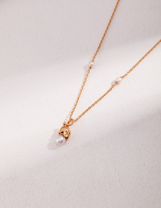 S925 Flower Pendant Pearl Necklace