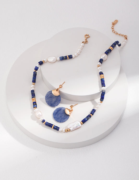 S925 Lapis Lazuli Pearl Necklace