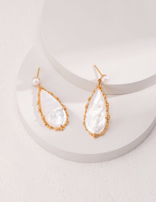 S925 Water Drop Shape Pearl Drop Earings