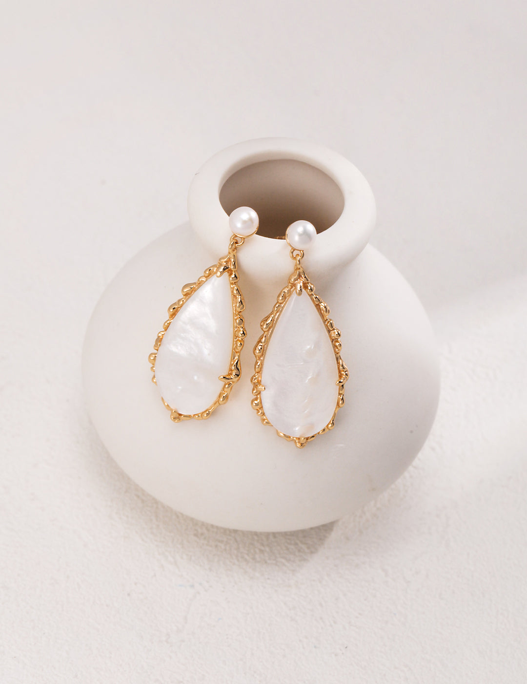 S925 Water Drop Shape Pearl Drop Earings