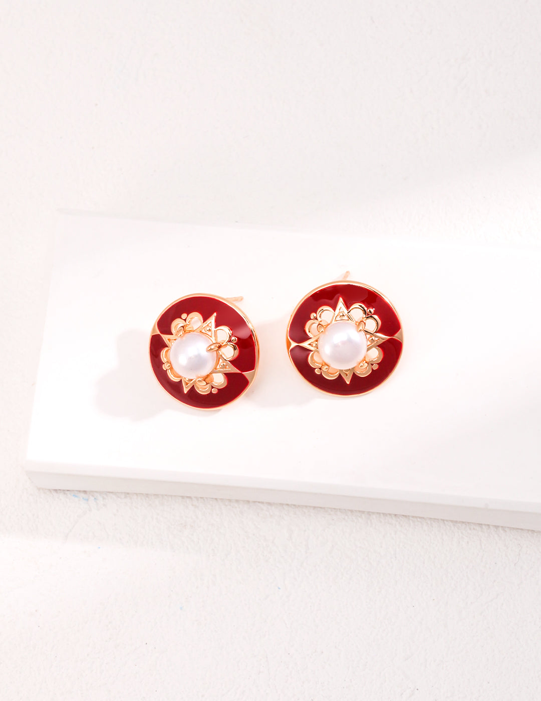 S925 Red Dripping Glaze Stud Earrings