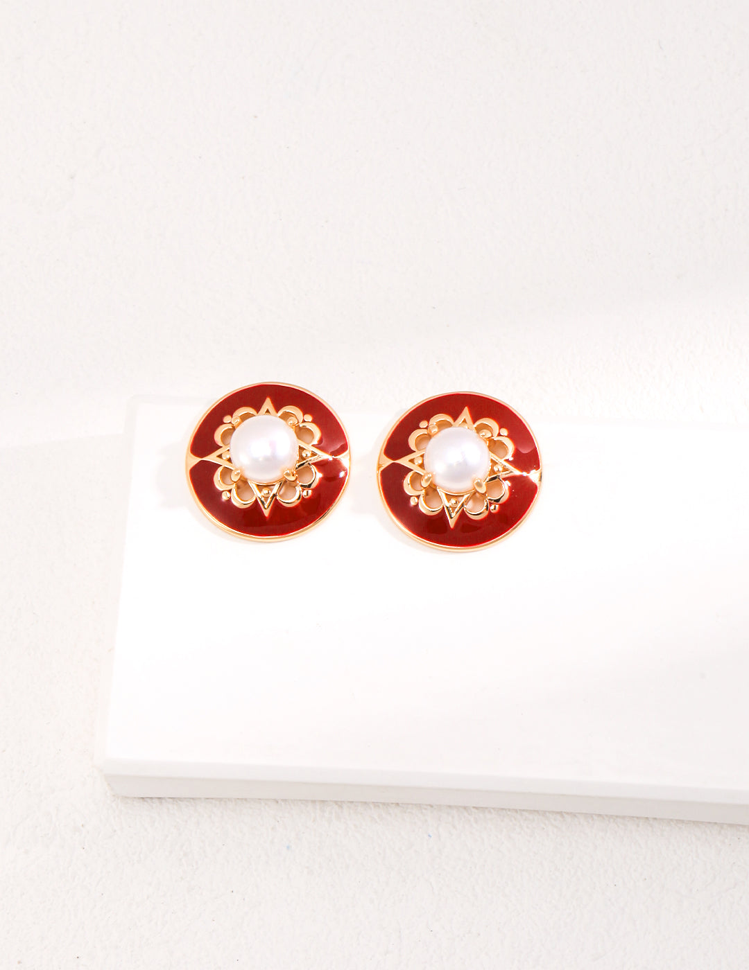 S925 Red Dripping Glaze Stud Earrings