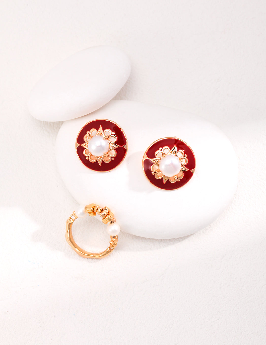 S925 Red Dripping Glaze Stud Earrings