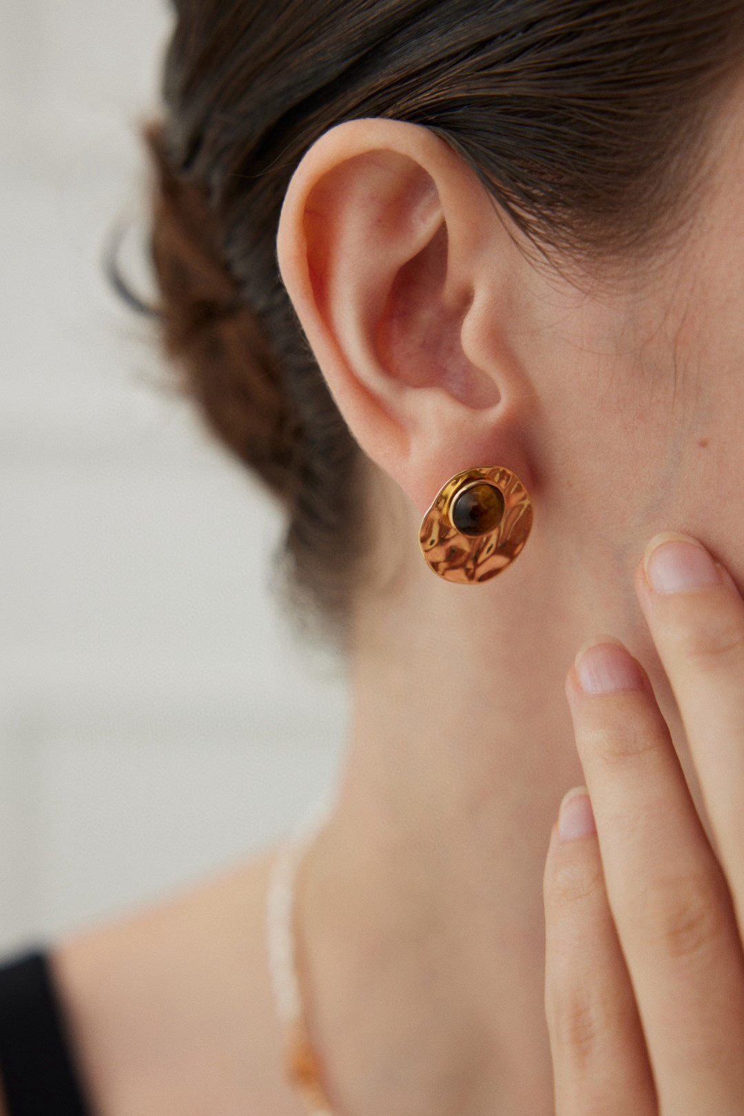 S925 Tiger's Eye Stone Stud Earrings