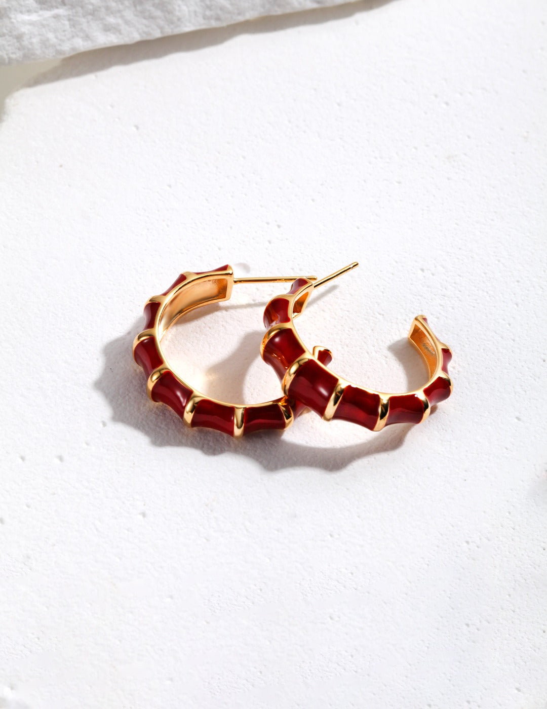 S925 Red Dripping Glaze Circular Hoop Earrings - Lucianna Fine Jewelry