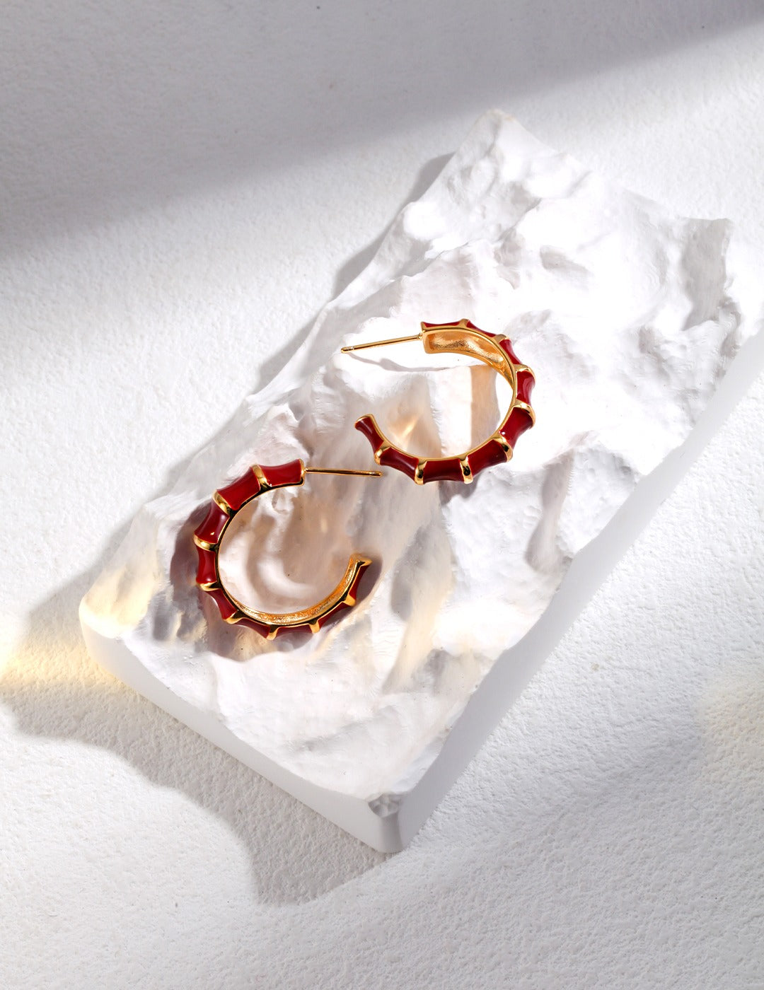 S925 Red Dripping Glaze Circular Hoop Earrings - Lucianna Fine Jewelry