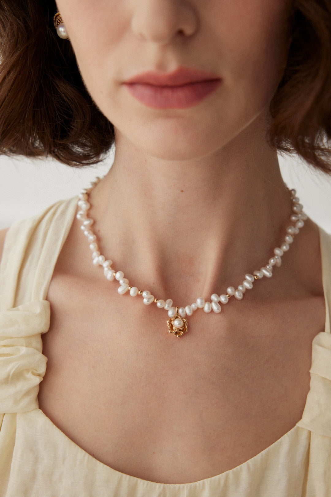 S925 Camellia Pearl Necklace