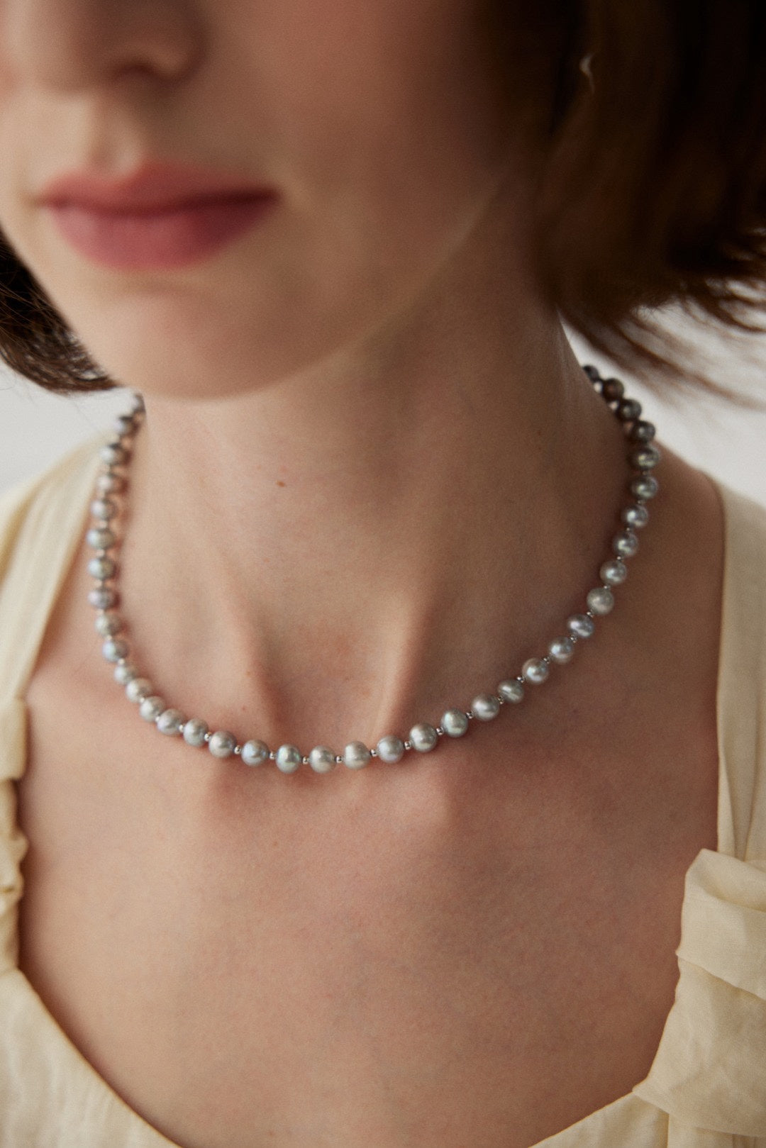 S925 Grey Pearl Necklace