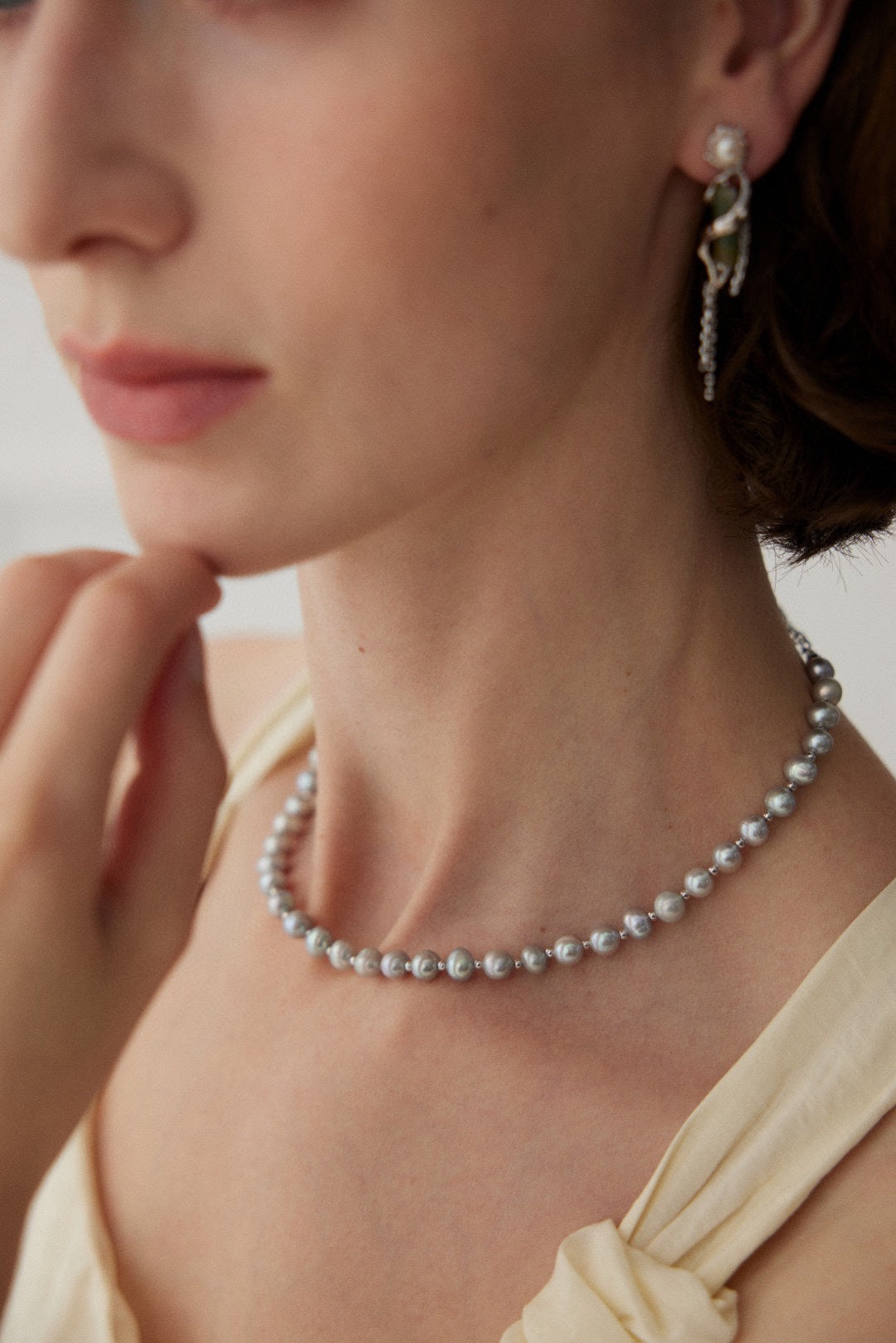 S925 Grey Pearl Necklace