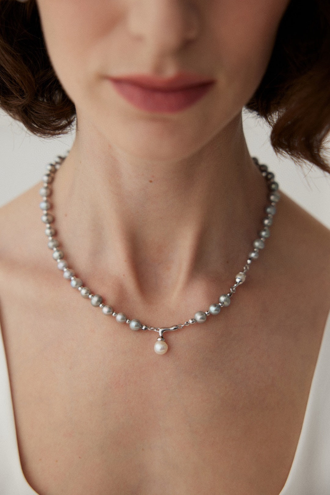 S925 Grey Pearl Necklace