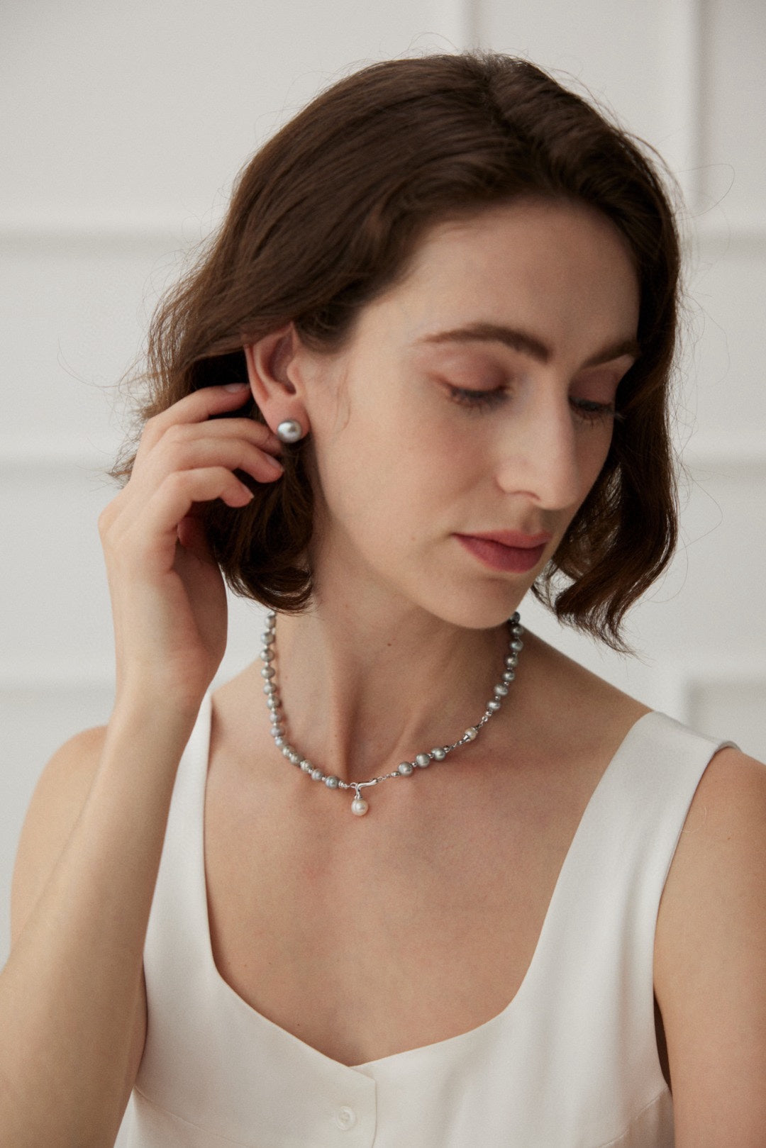 S925 Grey Pearl Necklace - Lucianna Fine Jewelry