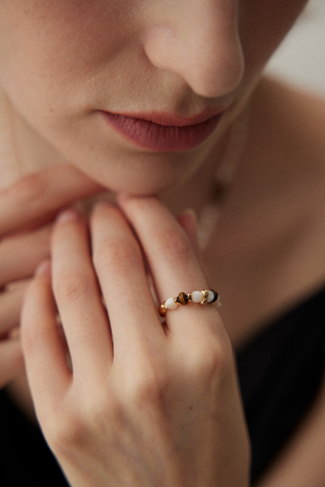 S925 Tiger's Eye Stone and Pearl Ring - Lucianna Fine Jewelry