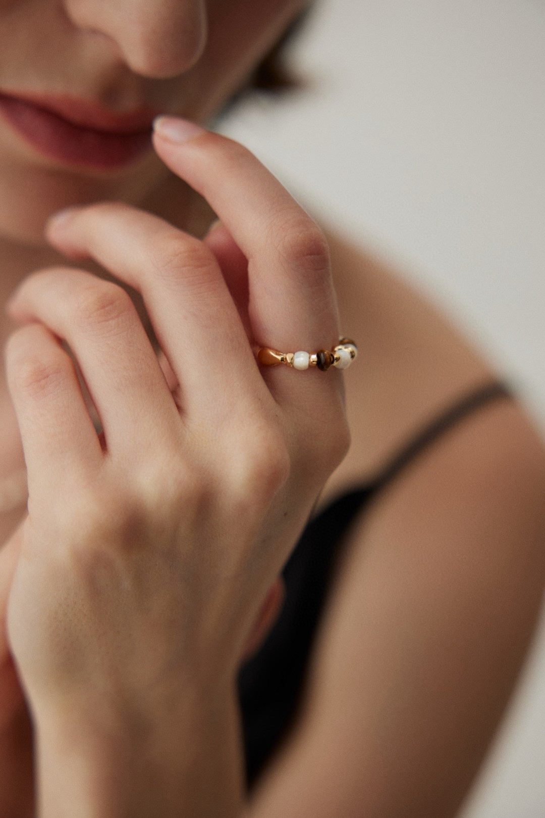 S925 Tiger's Eye Stone and Pearl Ring - Lucianna Fine Jewelry