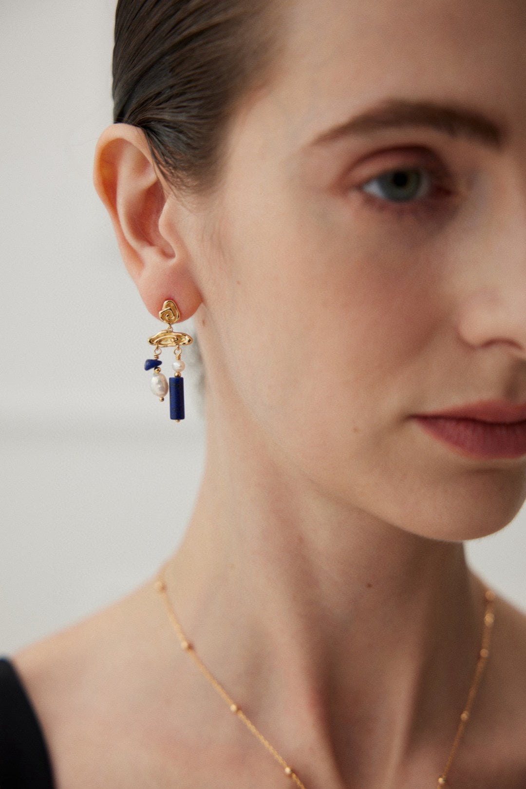 S925 Lapis Lazuli Pearl Earrings