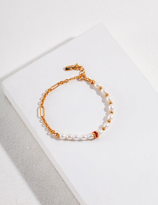 S925 Natural Pearl Tansparent Glaze Bracelet