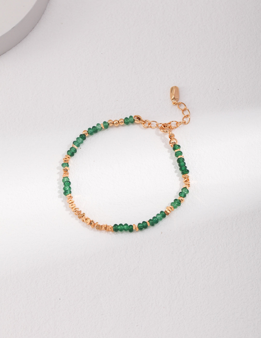 S925 Shredded Silver and Green Gemstone Bracelet