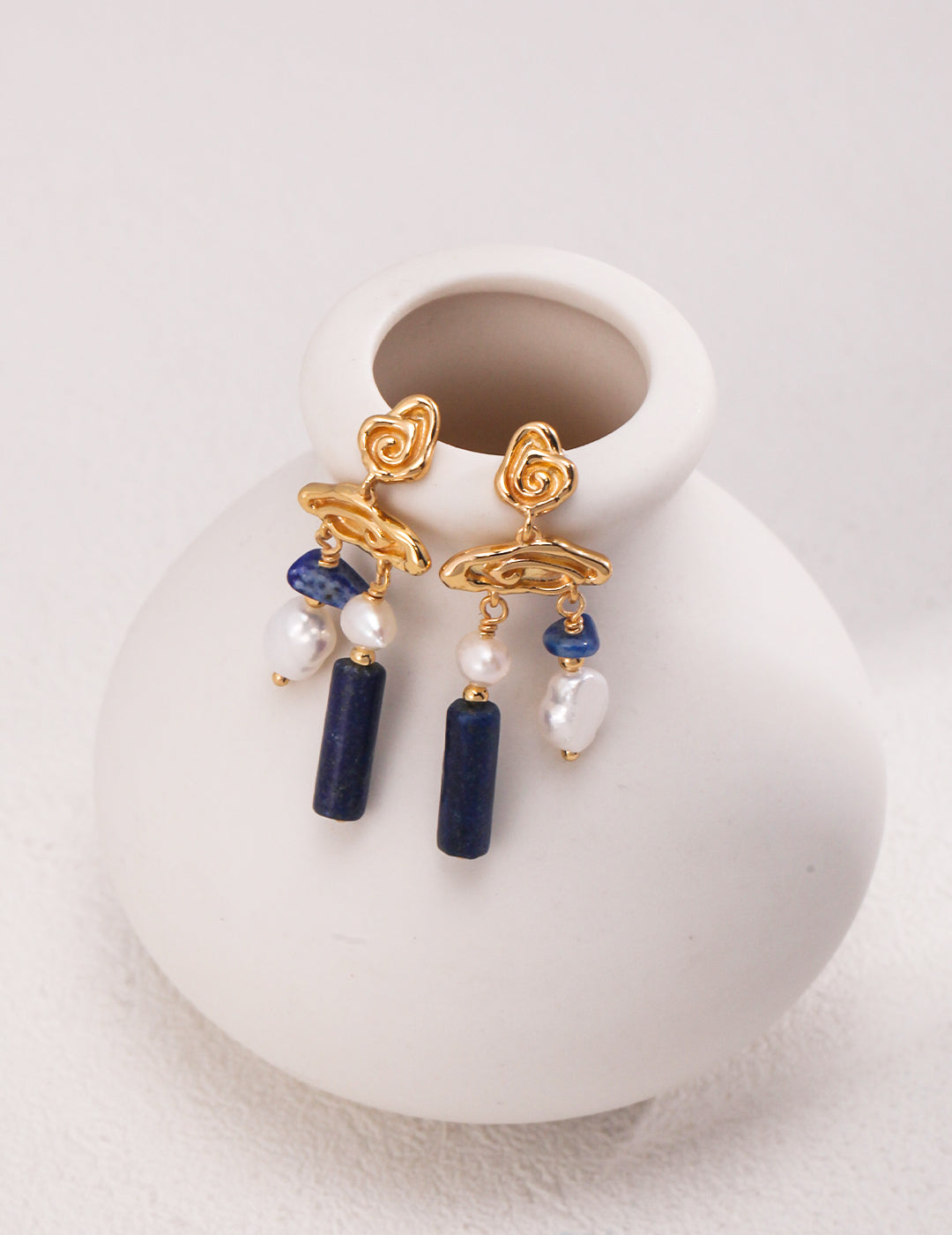 S925 Lapis Lazuli Pearl Earrings