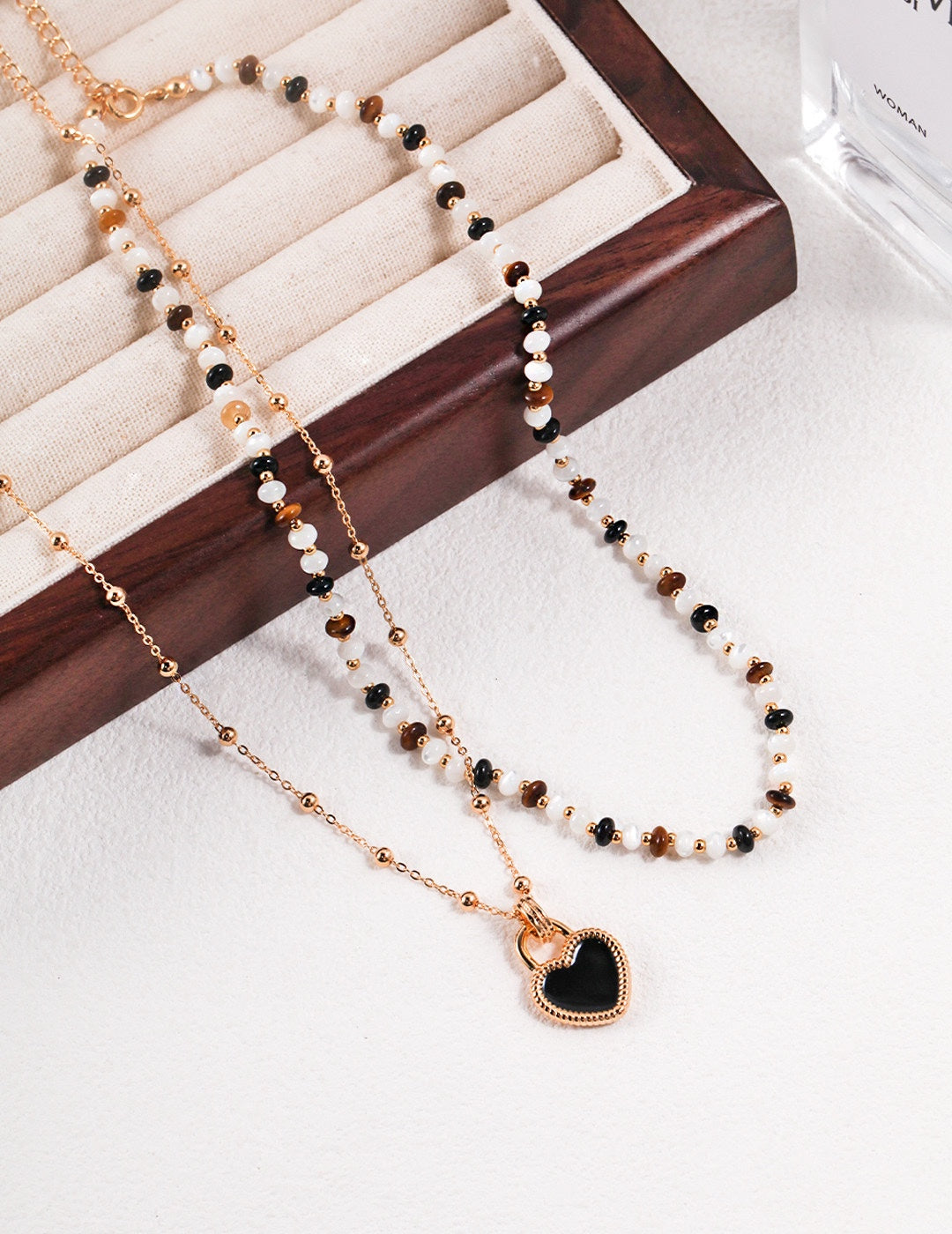 S925 Tiger's Eye Stone & Black Agate Necklace