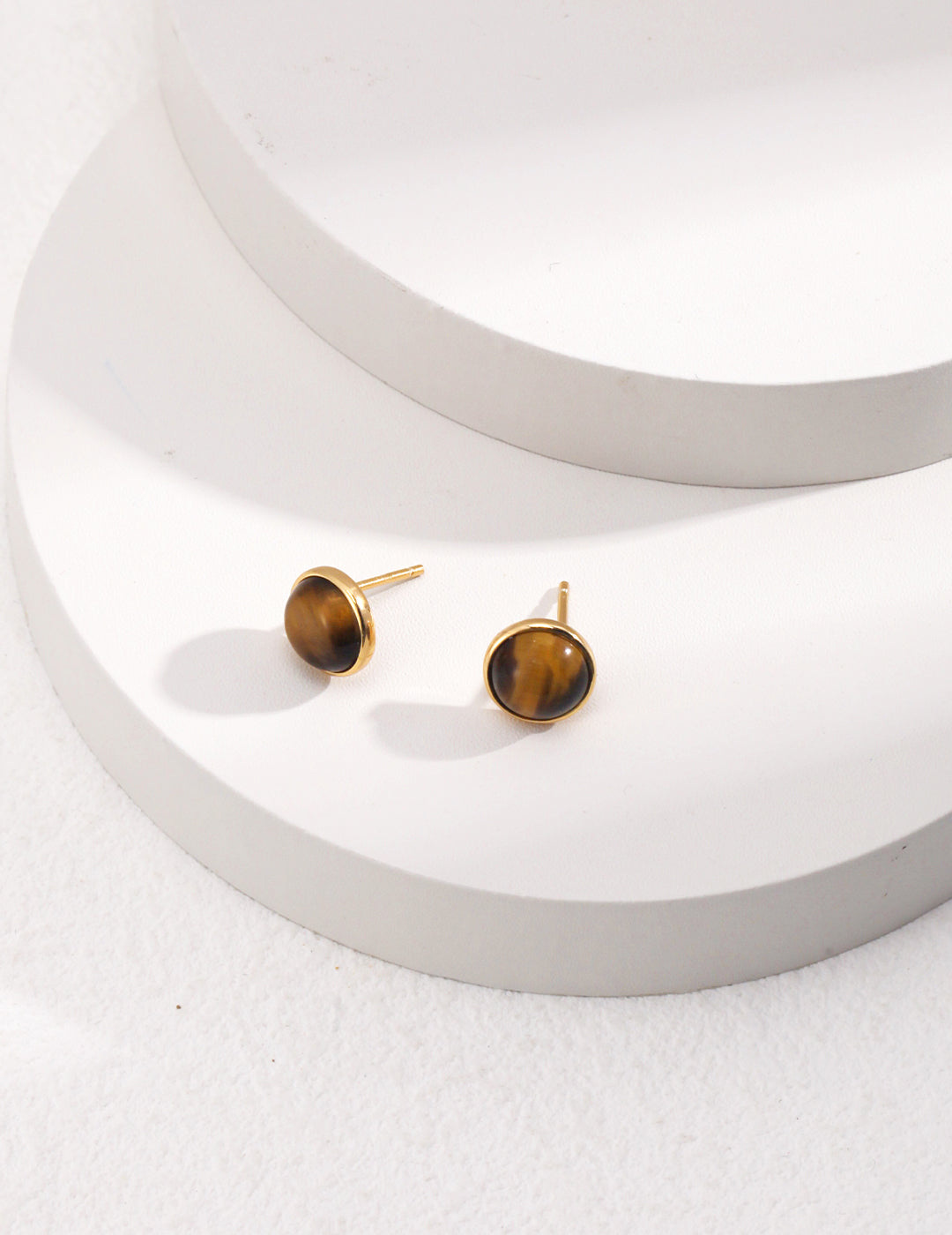 S925 Tiger's Eye Stone Stud Earrings