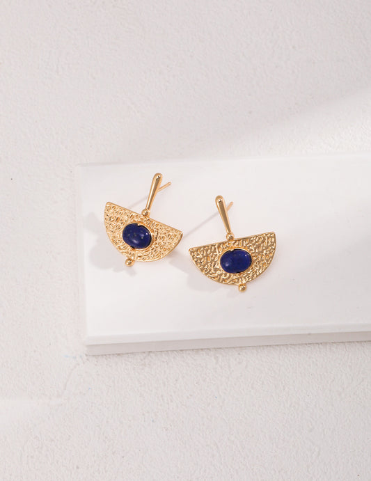 S925 Lapis Lazuli Fan-Shaped Earrings
