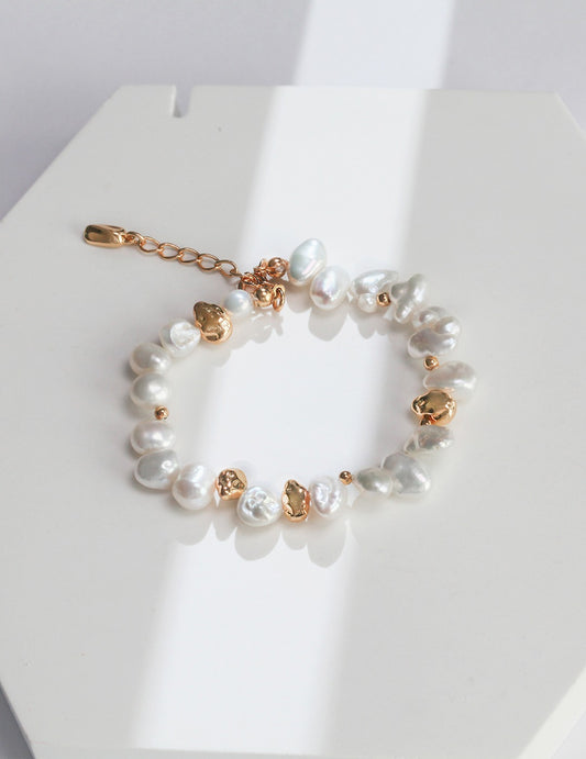 S925 Stone Shape Pearl Bracelet