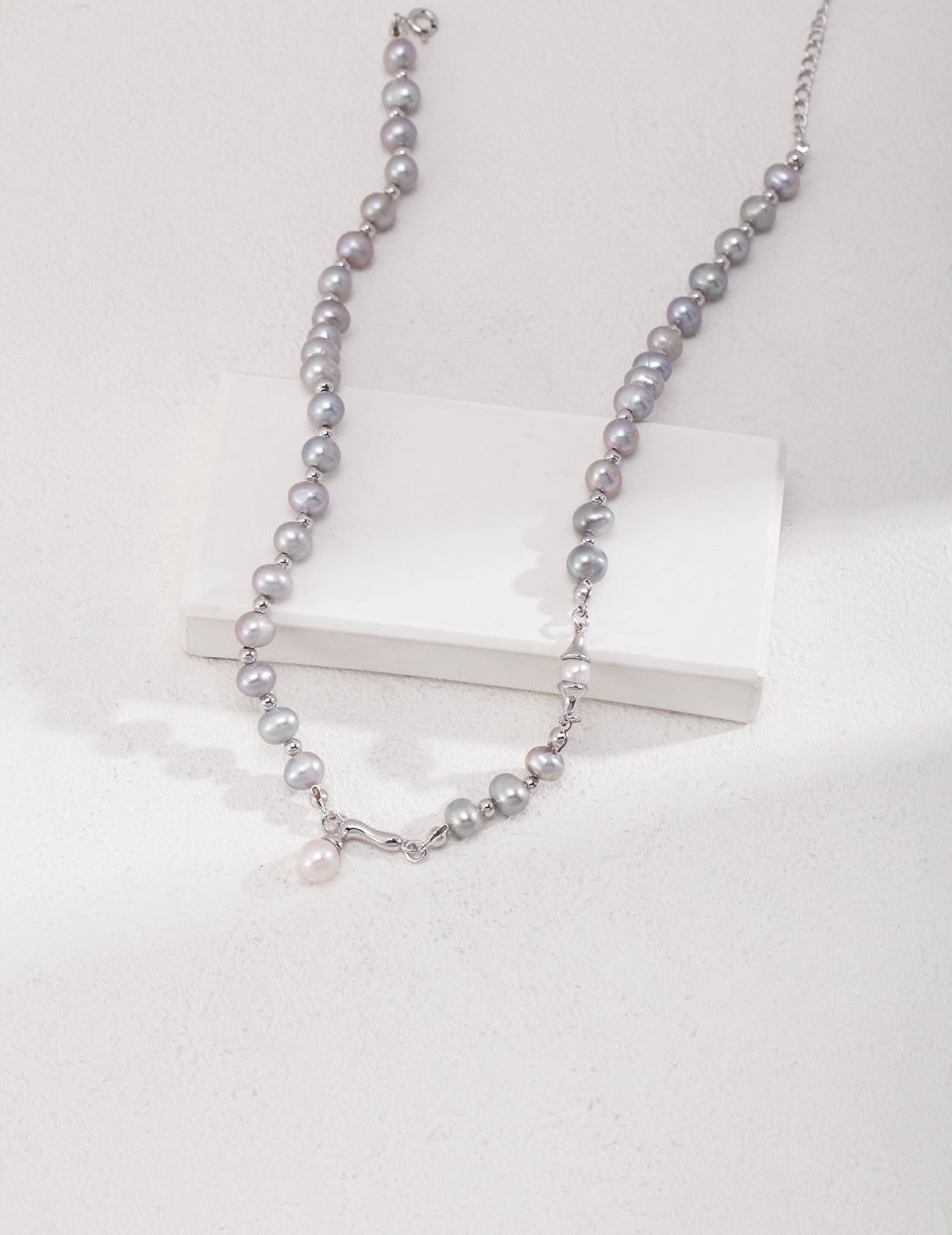 S925 Grey Pearl Necklace